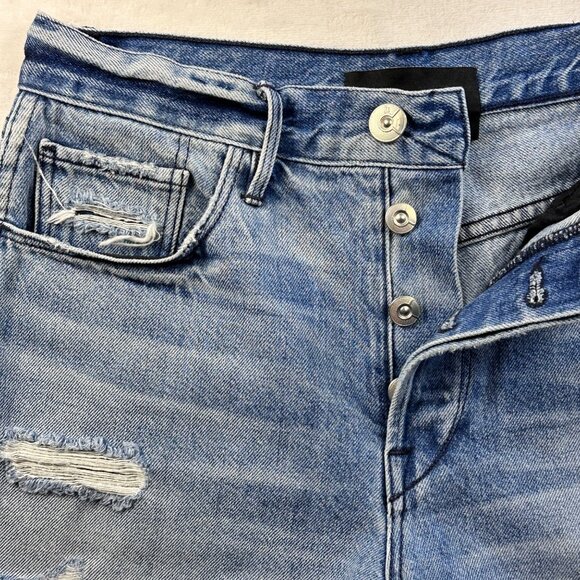 3x1 NYC Womens Distressed High-Rise Denim Shorts Sz 27 Ripped & Frayed Y2K Style - Picture 3 of 12